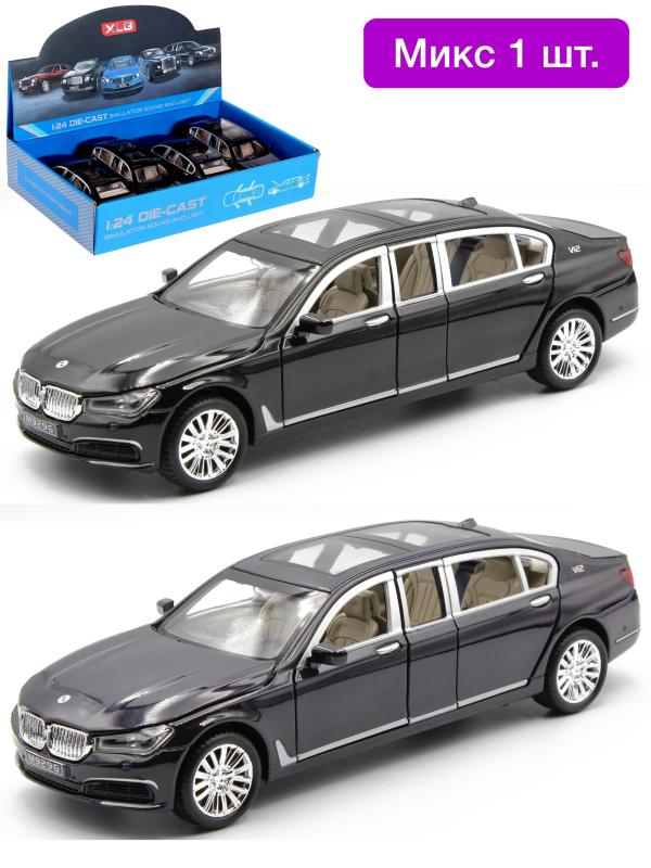 Машинка металлическая XLG 1:24 «BMW 760 Long Edition» M929G 21,5 см. инерционная, свет, звук / Микс
