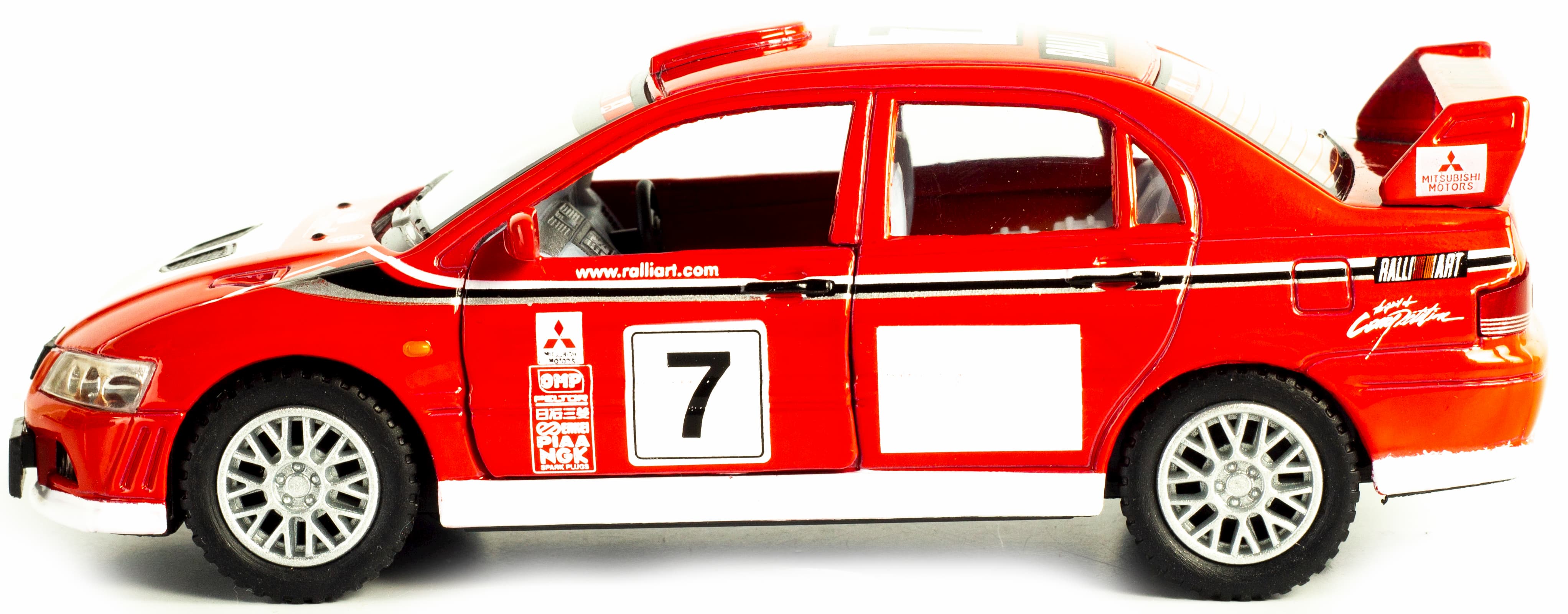 Металлическая машинка Kinsmart 1:36 «Mitsubishi Lancer Evolution VII WRC» KT5048W инерционная в коробке