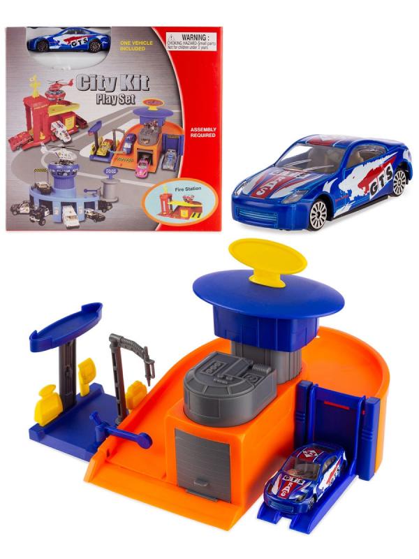 Детский игровой набор City Kit «Полицейский участок/ пожарная часть/ автосервис» 1 машина 2065PT / Микс