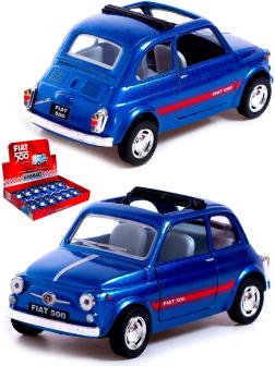 Металлическая машинка Kinsmart 1:24 «Fiat 500» KT5004D, инерционная / Синий