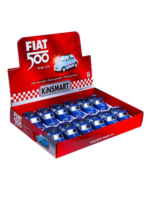 Металлическая машинка Kinsmart 1:24 «Fiat 500» KT5004D, инерционная / Синий