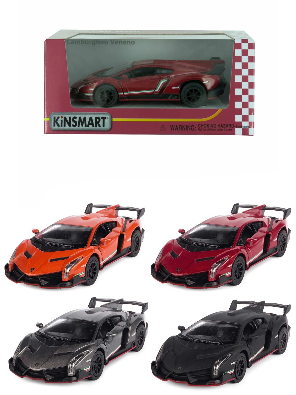 Металлическая машинка Kinsmart 1:36 «Lamborghini Veneno» KT5367W, инерционная в коробке / Микс