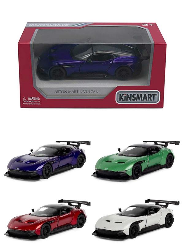 Металлическая машинка Kinsmart 1:38 «Aston Martin Vulcan» KT5407W, инерционная в коробке / Микс