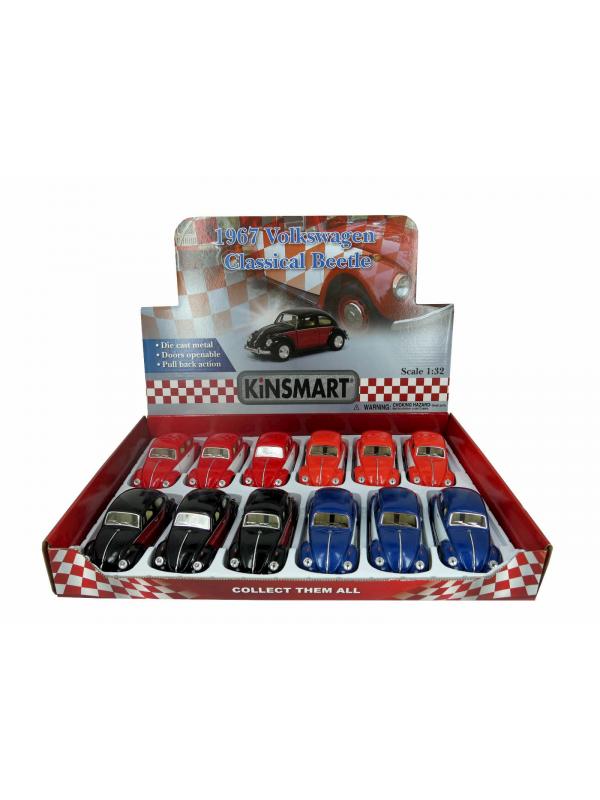 Металлическая машинка Kinsmart 1:32 «1967 Volkswagen Classical Beetle (Color Door)» KT5373D инерционная / Микс