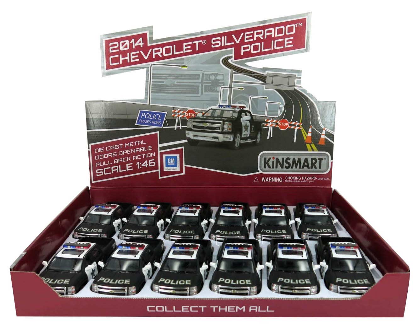 Машинка металлическая Kinsmart 1:46 «2014 Chevrolet Silverado (Police)» KT5381DP инерционная