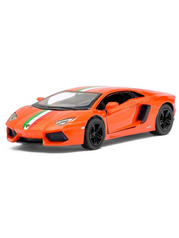 Металлическая машинка Kinsmart 1:38 «Lamborghini Aventador LP 700-4 с принтом» KT5355DF, инерционная / Микс