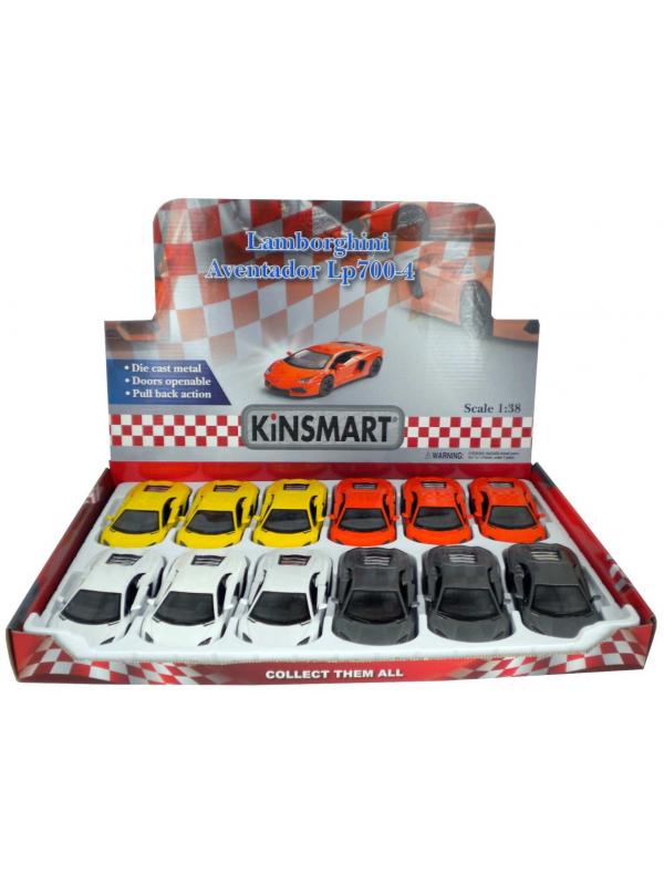 Металлическая машинка Kinsmart 1:38 «Lamborghini Aventador LP 700-4» KT5355D, инерционная / Микс