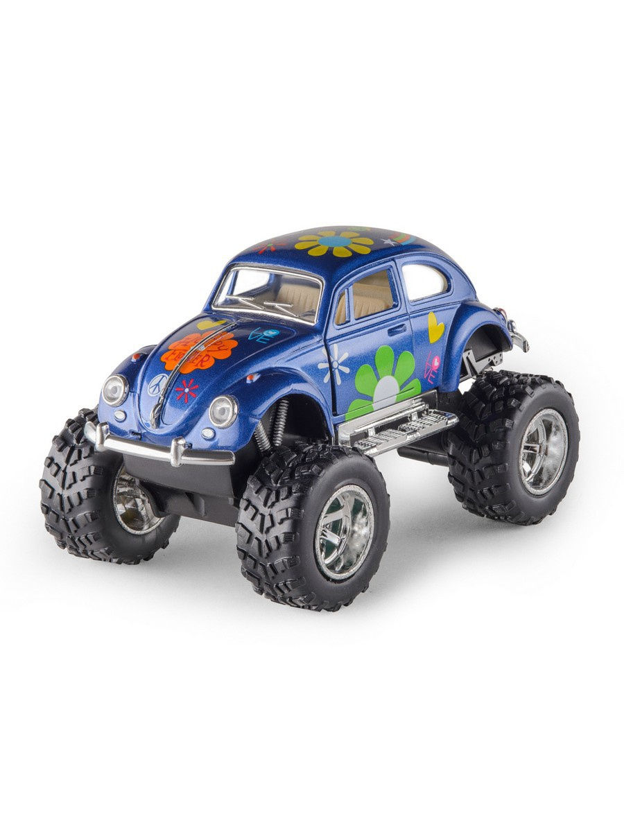 Металлическая машинка Kinsmart 1:32 «1967 Volkswagen Classical Beetle с принтом (Off Road)» KT5057DFB, инерционная / Микс