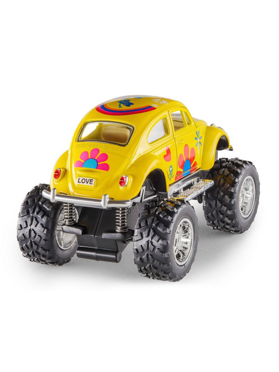 Металлическая машинка Kinsmart 1:32 «1967 Volkswagen Classical Beetle с принтом (Off Road)» KT5057DFB, инерционная / Микс