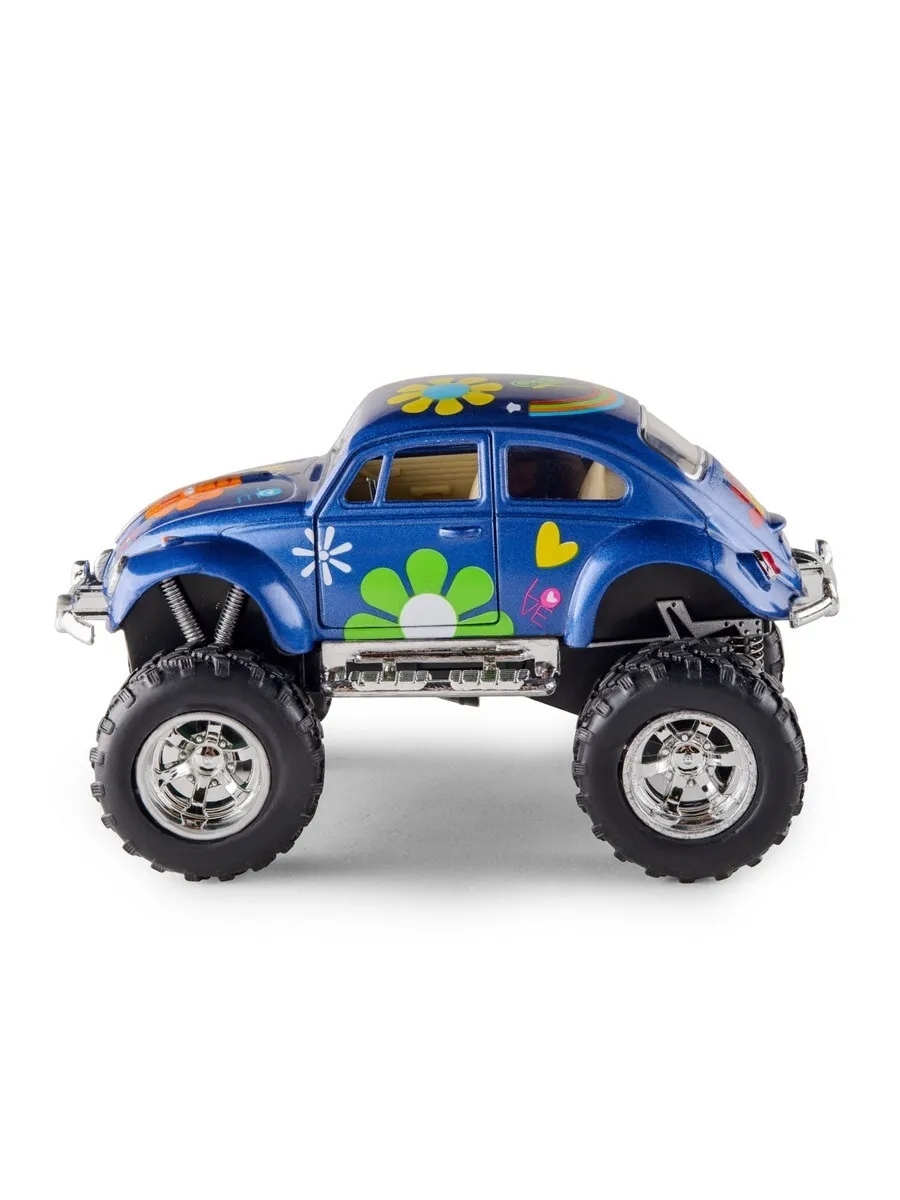 Металлическая машинка Kinsmart 1:32 «1967 Volkswagen Classical Beetle с принтом (Off Road)» KT5057DFB, инерционная / Микс