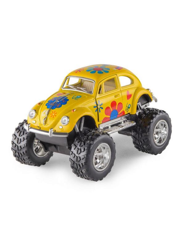Металлическая машинка Kinsmart 1:32 «1967 Volkswagen Classical Beetle с принтом (Off Road)» KT5057DFB, инерционная / Микс