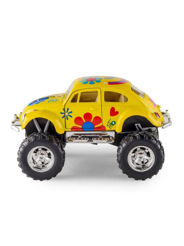 Металлическая машинка Kinsmart 1:32 «1967 Volkswagen Classical Beetle с принтом (Off Road)» KT5057DFB, инерционная / Микс