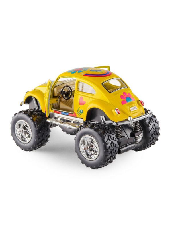 Металлическая машинка Kinsmart 1:32 «1967 Volkswagen Classical Beetle с принтом (Off Road)» KT5057DFB, инерционная / Микс