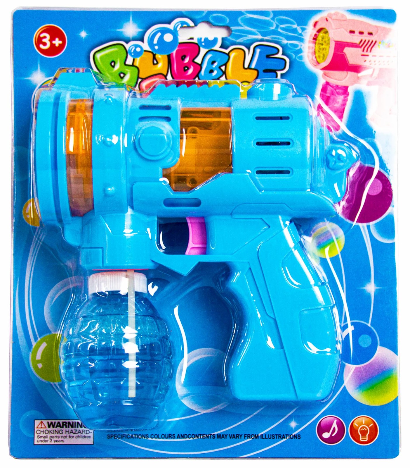 Пистолет-генератор мыльных пузырей «Bubble Gun» 2088-32, свет и звук / Микс