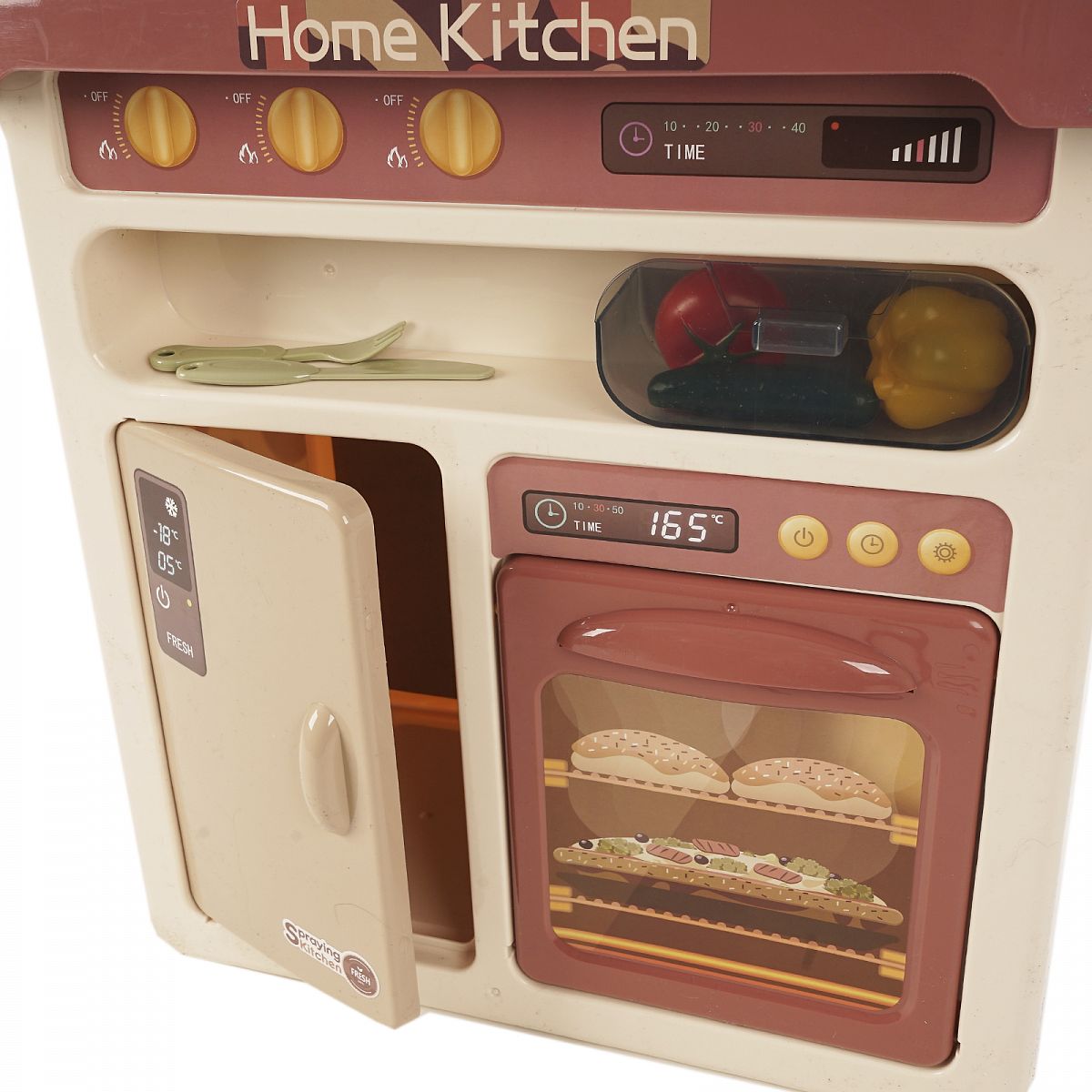Детская кухня Modern Kitchen с водой и паром, 65 аксессуаров, высота 94 см. 889-212