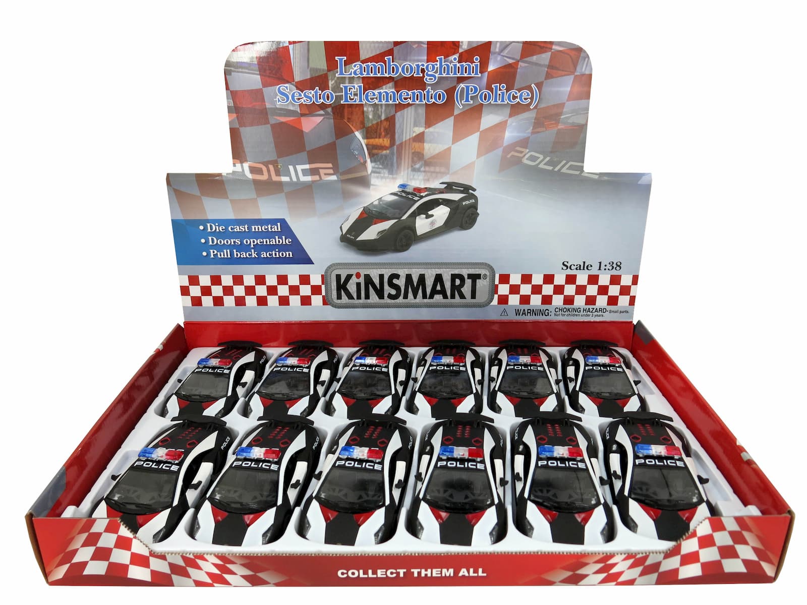 Машинка металлическая Kinsmart 1:38 «Lamborghini Sesto Elemento (Police)» KT5359DP инерционная