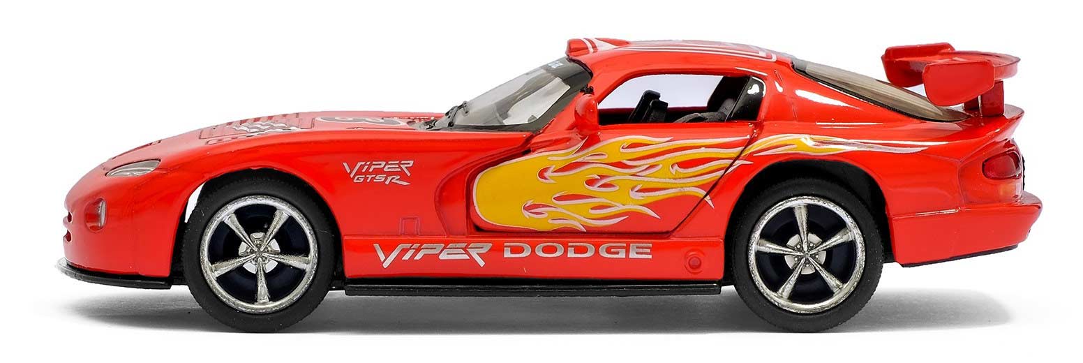 Металлическая машинка Kinsmart 1:36 «Dodge Viper GTS-R с принтом» KT5039WF, инерционная в коробке / Микс