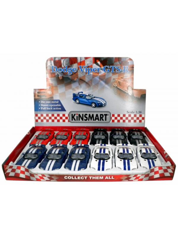 Металлическая машинка Kinsmart 1:36 «Dodge Viper GTS-R» KT5039D, инерционная / Микс