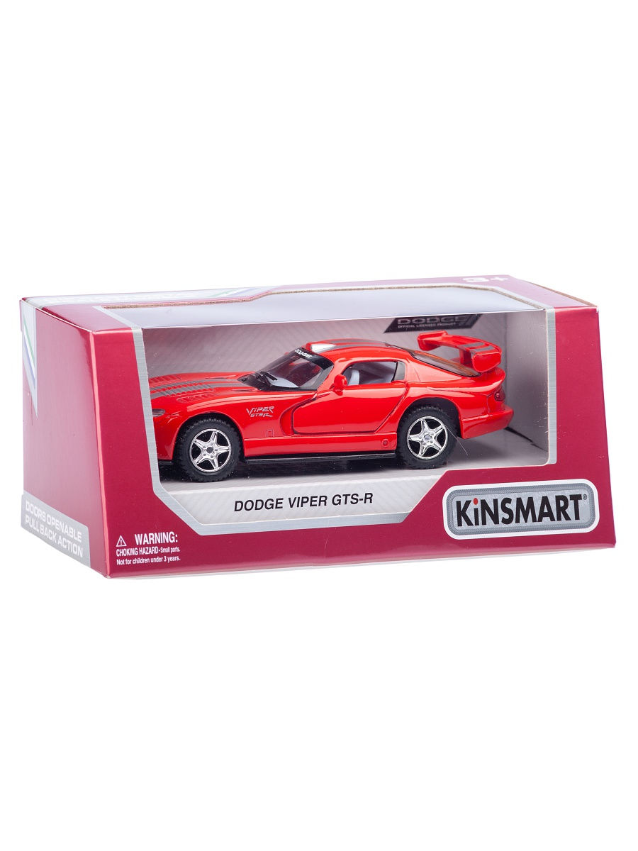 Металлическая машинка Kinsmart 1:36 «Dodge Viper GTS-R» KT5039W, инерционная в коробке / Микс