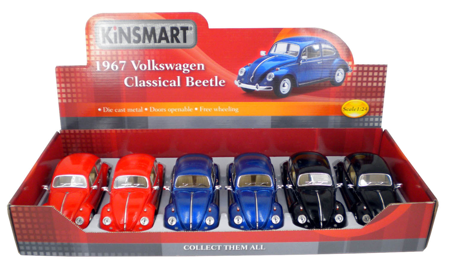 Металлическая машинка Kinsmart 1:24 «1967 Volkswagen Classical Beetle» KT7002D инерционная / Микс