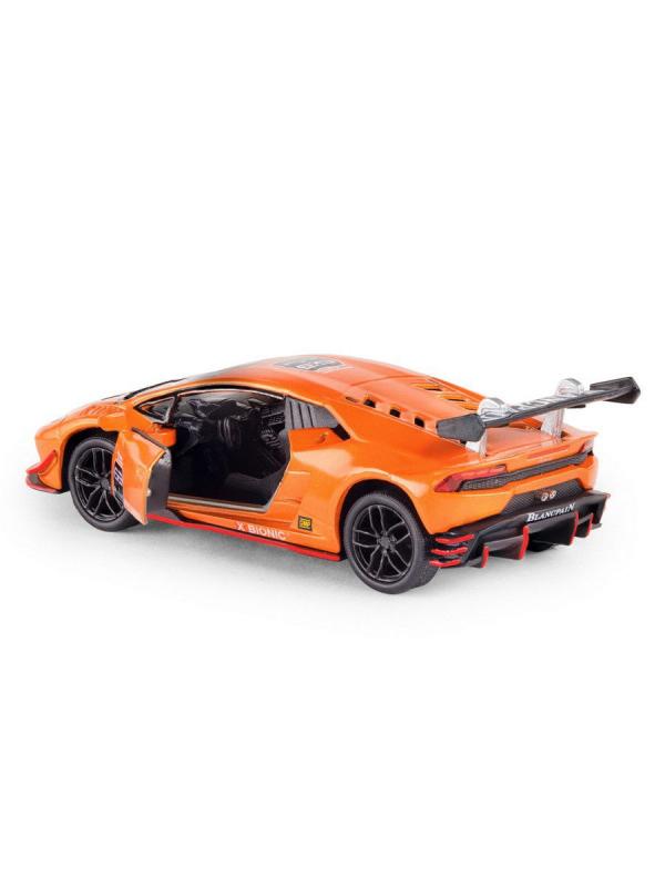 Металлическая машинка Kinsmart 1:36 «Lamborghini Huracan LP620-2 Super Trofeo» KT5389W, инерционная в коробке / Микс