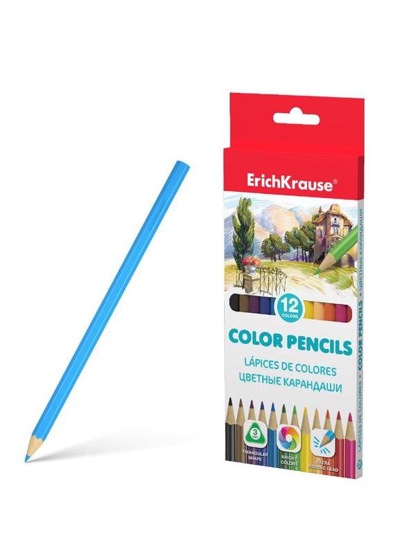 Цветные карандаши ErichKrause 12 цветов трехгранные