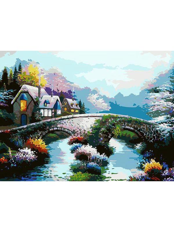 Набор для творчества Белоснежка картина по номерам на холсте Старинный мост 30*40 см