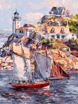 Набор для творчества Белоснежка картина по номерам на картоне Франция. Бретань. Карантек. 30 на 40 см