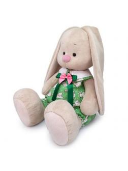 Мягкая игрушка BUDI BASA Зайка Ми Большой в зеленом комбинезоне с кроликами 34 см