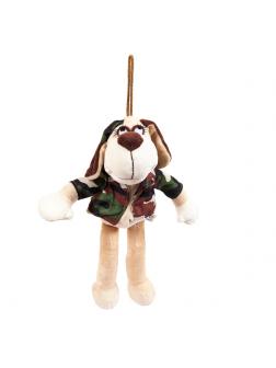 Мягкая игрушка Собака в камуфляжном костюме, 18см