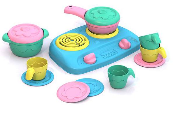 Набор посуды Шкода (плита+кастрюля+сковорода+2 крышки+4 чашки+4 блюдца) 32х23х30 см.