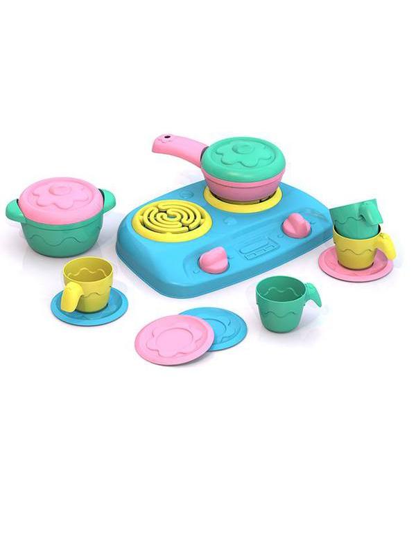 Набор посуды Шкода (плита+кастрюля+сковорода+2 крышки+4 чашки+4 блюдца) 32х23х30 см.