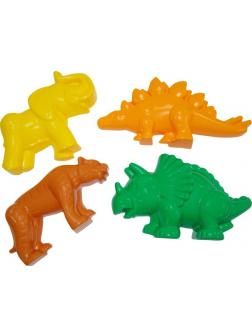 Формочки (тигр + мамонт + динозавр 1 + динозавр 2) 20х12,5х9,5 см.