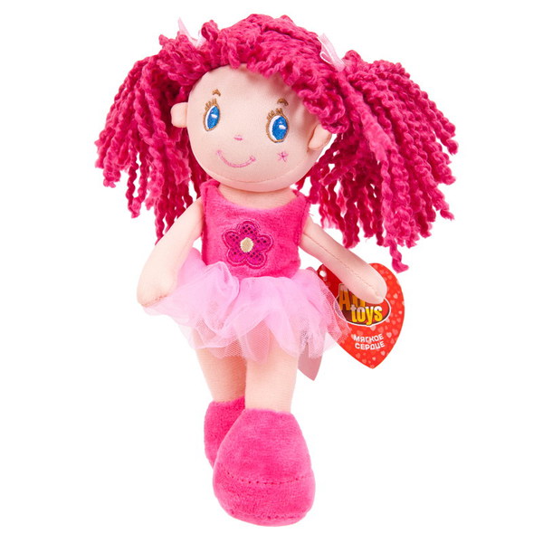 Кукла ABtoys Мягкое сердце, с розовыми волосами, мягконабивная, 20 см