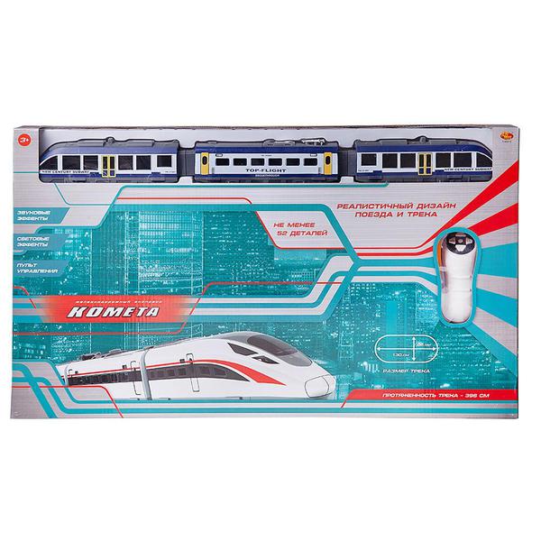 Железная дорога ABtoys КОМЕТА Железнодорожный экспресс с пультом управления, голубой поезд, на батарейках