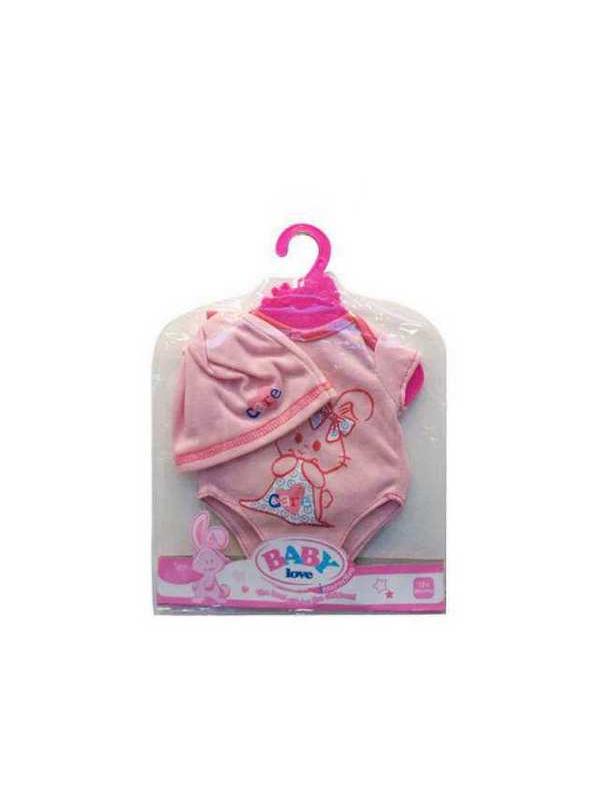 Одежда для кукол: боди (розовый цвет) в наборе с шапочкой