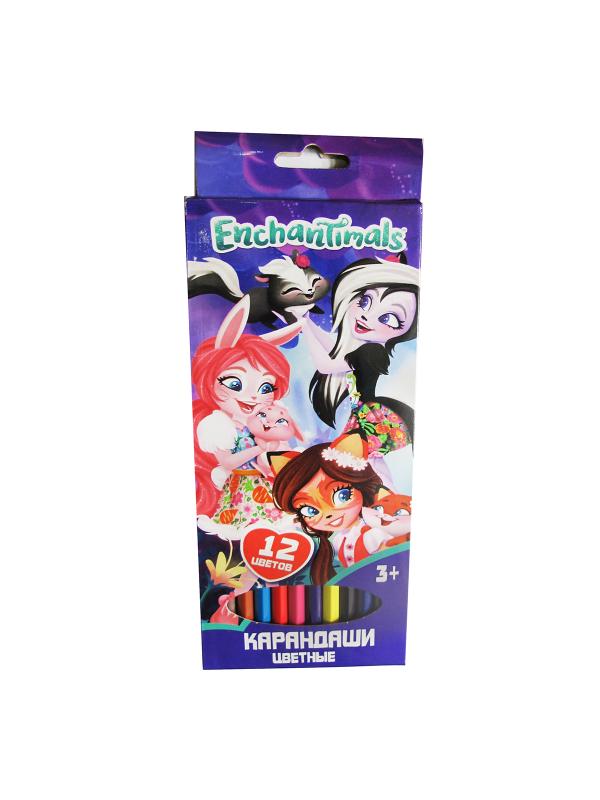 Карандаши цветные 12 цветов Enchantimals, длина 177 мм