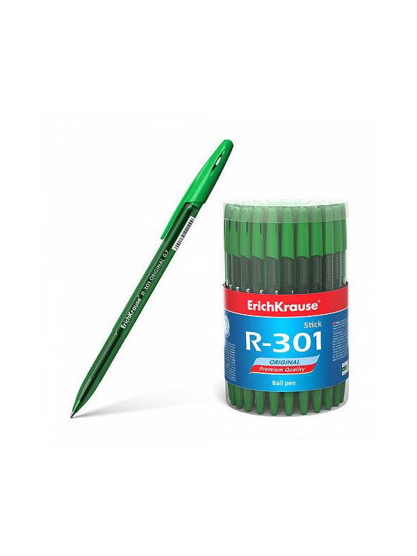Ручка шариковая ErichKrause R-301 Original Stick 0.7, цвет чернил зеленый (в тубусе по 60 шт.)