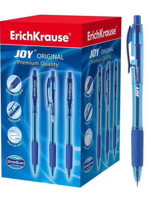 Ручка шариковая автоматическая ErichKrause JOY Original, Ultra Glide Technology, цвет чернил синий (в коробке по 50 шт.)