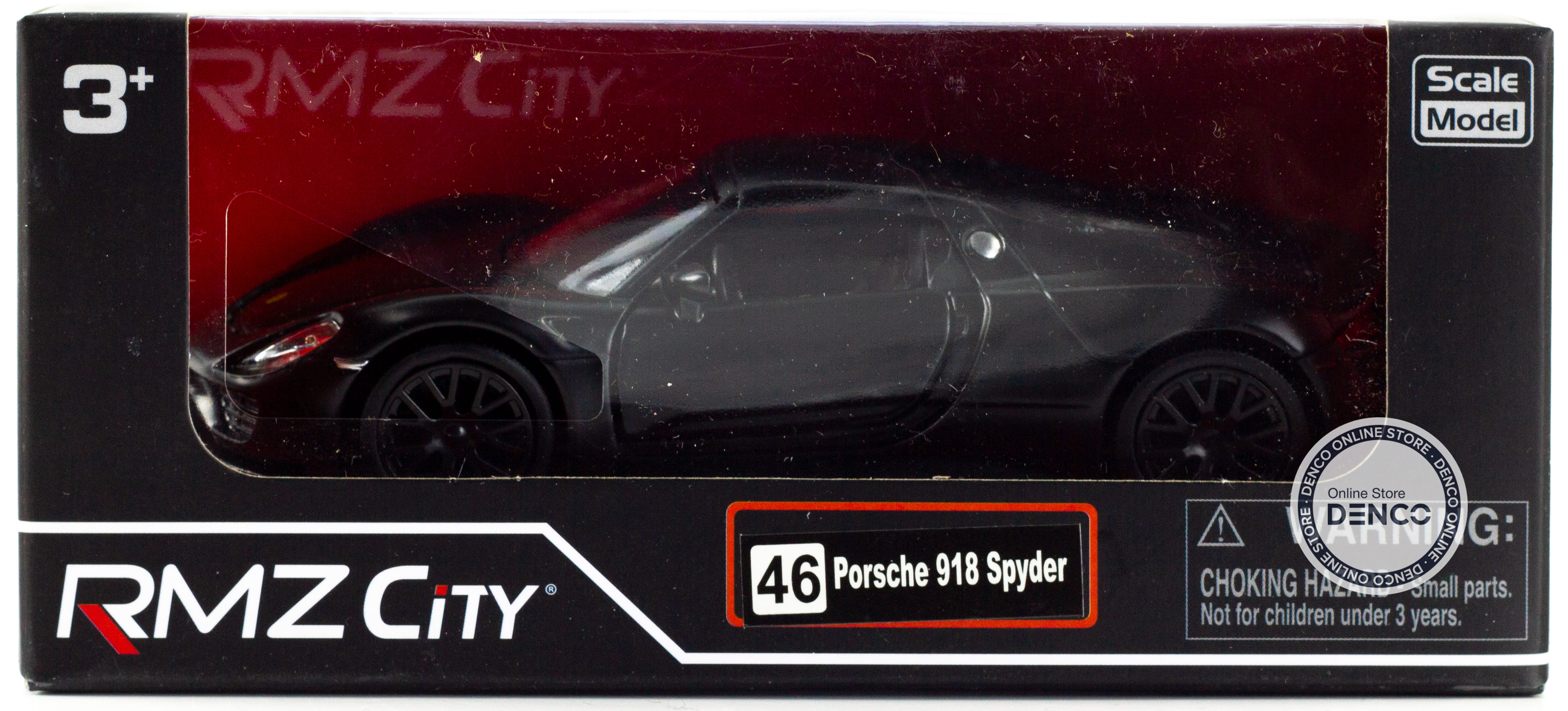 Машинка металлическая инерционная Uni-Fortune RMZ City 1:32 «Porsche 918 Spyder» черный матовый цвет / 554030M