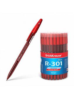 Ручка шариковая ErichKrause R-301 Original Stick 0.7, цвет чернил красный (в тубусе по 60 шт.)