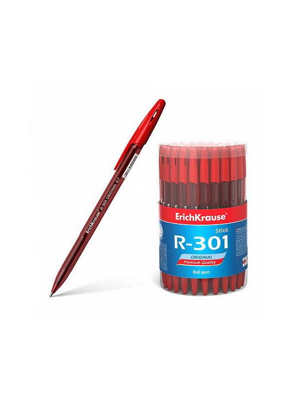 Ручка шариковая ErichKrause R-301 Original Stick 0.7, цвет чернил красный (в тубусе по 60 шт.)