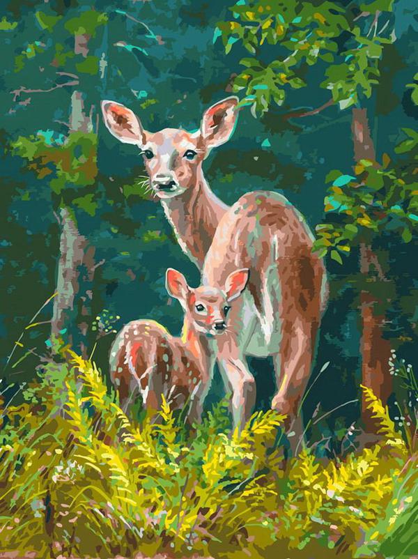 Набор для творчества Белоснежка Картина по номерам на холсте Пятнистые олени 30*40 см