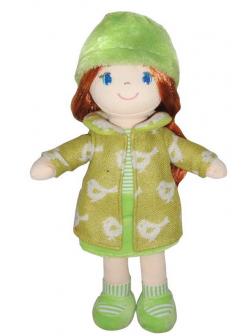 Кукла Мягкое сердце, рыжая в зелёном пальто, мягконабивная, 36 см/  ABtoys