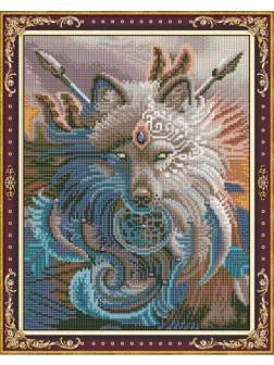 Набор для творчества Рыжий кот Алмазная мозаика Красивый волк, с подрамником с полным заполнением, с камнями разных форм 40х50 см