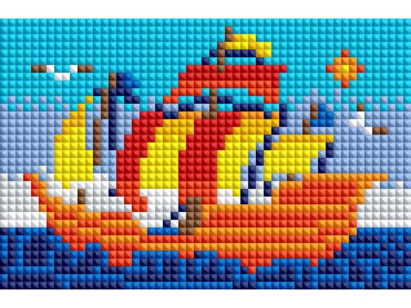 Набор для творчества Рыжий кот Алмазная мозаика БОЛЬШОЙ КОРАБЛЬ, с подрамником с полным заполнением 10*15см