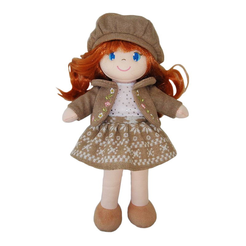 Кукла Мягкое сердце, мягконабивная, в коричневом берете и фетровом костюме, 36 см / ABtoys