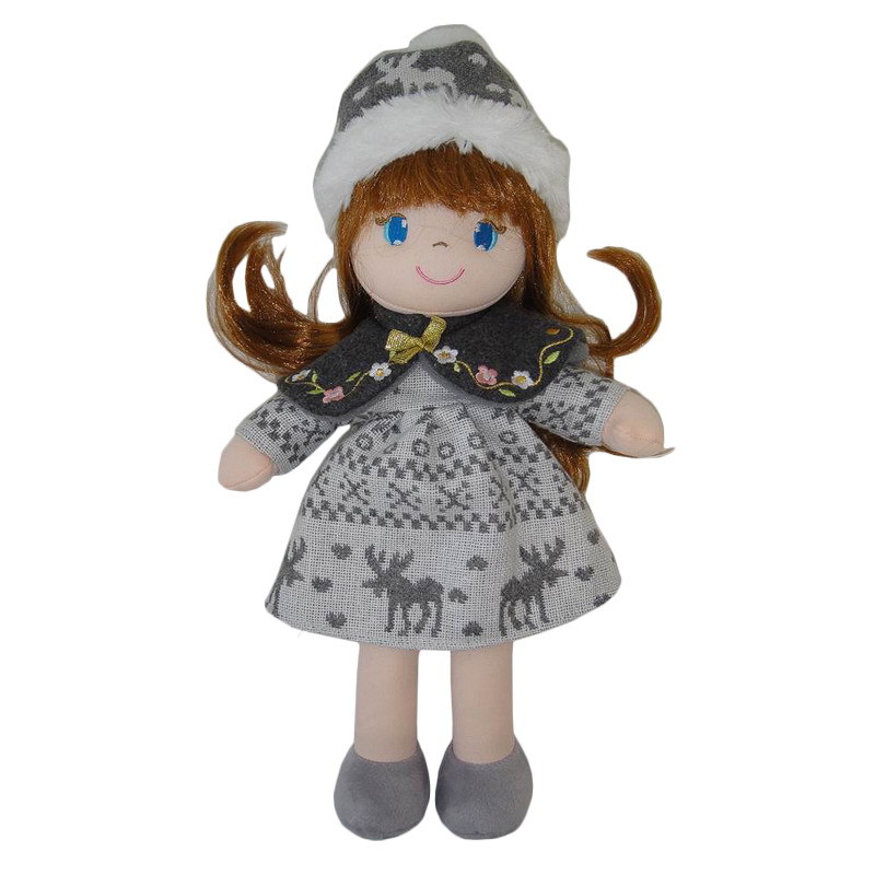 Кукла Мягкое сердце, мягконабивная, в серой шапочке и фетровом платье, 36 см / ABtoys