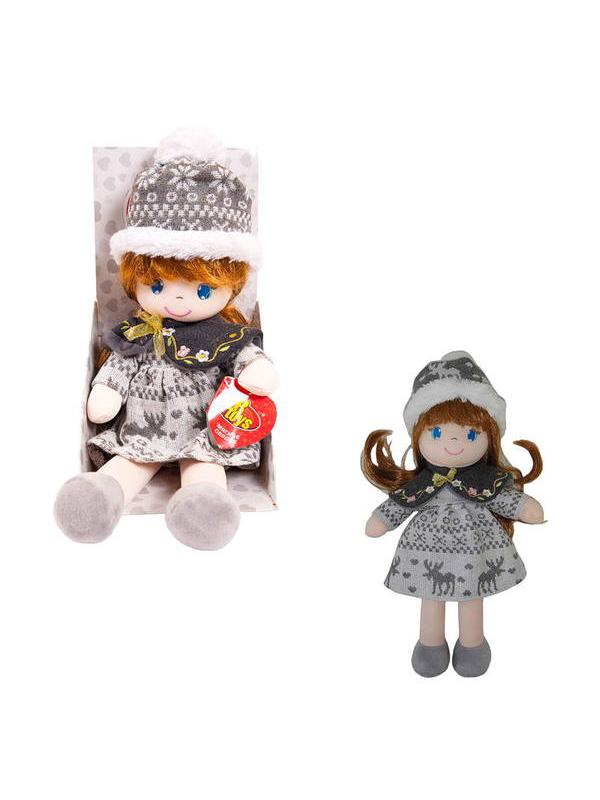 Кукла Мягкое сердце, мягконабивная, в серой шапочке и фетровом платье, 36 см / ABtoys