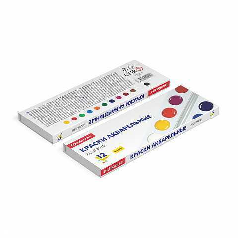 Краски акварельные ErichKrause Basic медовые 12 цветов (в картоннои пенале)